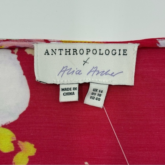 NWT Anthropologie x Alice Archer Rosalie Wrap Midi Dress 10 Red Motif Floral - Picture 8 of 16